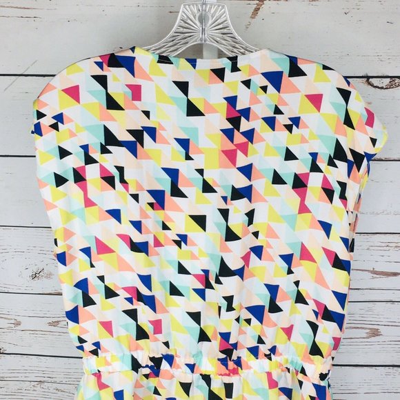 Attention short sleeve peplum multicolor blouse M - Picture 6 of 8